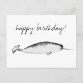 Narhwal Unicorn Illustration Whale Lover Birthday Briefkaart (Voorkant)
