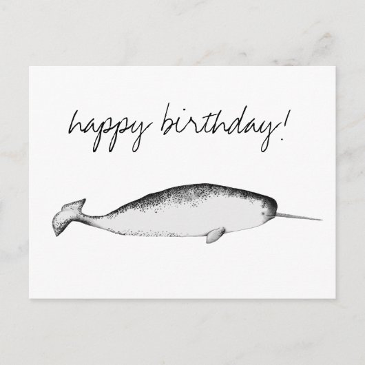 Narhwal Unicorn Illustration Whale Lover Birthday Briefkaart (Voorkant)