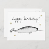 Narhwal Unicorn Illustration Whale Lover Birthday Briefkaart (Voorkant / Achterkant)