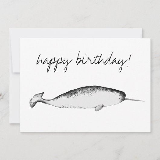 Narhwal Unicorn Illustration Whale Lover Birthday Kaart (Voorkant)
