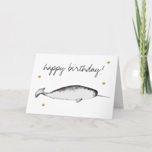 Narhwal Unicorn Illustration Whale Lover Birthday Kaart