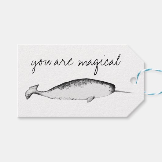 Narhwal Unicorn Magical Illustration Whale Lover Cadeaulabel (Voorkant (Horizontaal))
