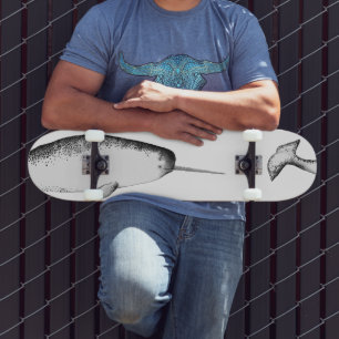 Narhwal Unicorn Magical Illustration Whale Lover Persoonlijk Skateboard