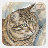 Nari- Een studie van mijn kat Vierkante Sticker (Voorkant)