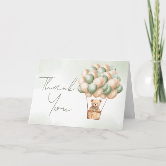 Narly Wachten Groene Hete Luchtballon Bedankkaart (Voorkant)