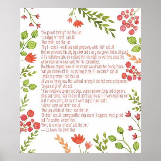 Narnia Quote - CS Lewis - Girl's Room Poster Print (Voorkant)