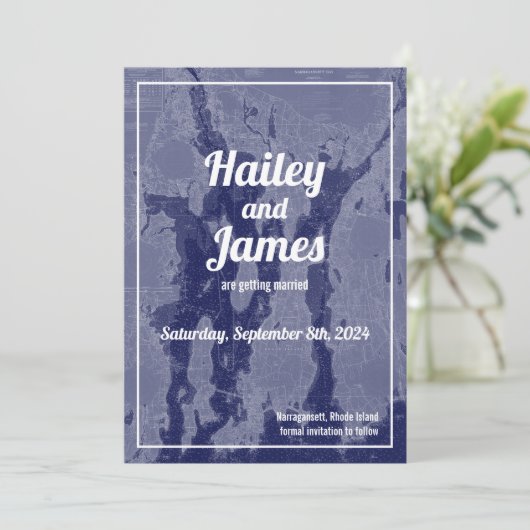 Narragansett Bay  Map opslaan Datum huwelijk Kaart (Staand voorkant)