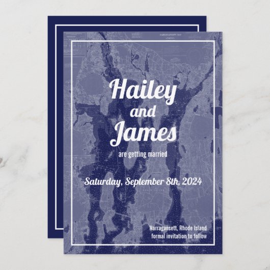 Narragansett Bay  Map opslaan Datum huwelijk Kaart (Voorkant / Achterkant)