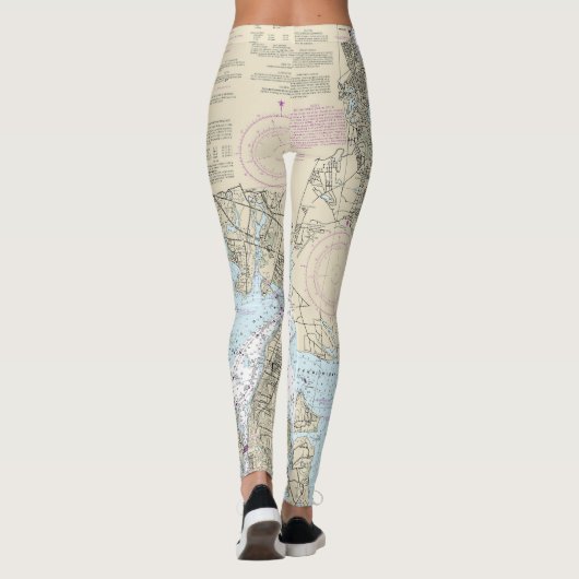 Narragansett Bay nautische kaart 13221 Leggings (Achterkant)