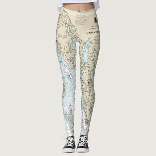 Narragansett Bay nautische kaart 13221 Leggings (Voorkant)