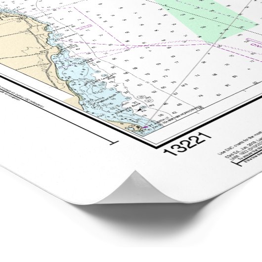 Narragansett Bay nautische kaart 13221 Poster (Hoek)