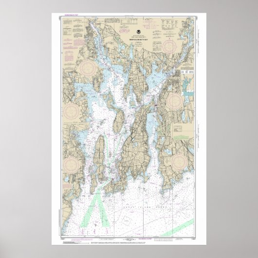 Narragansett Bay nautische kaart 13221 Poster (Voorkant)