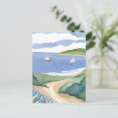 Narragansett Bay | Sailboat Coastal RI Watercolor Briefkaart (Staand voorkant)