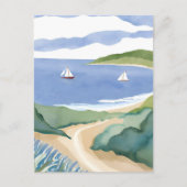 Narragansett Bay | Sailboat Coastal RI Watercolor Briefkaart (Voorkant)