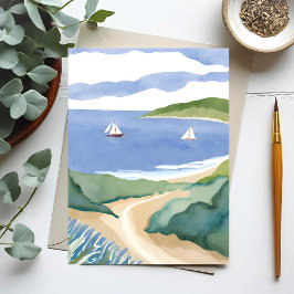 Narragansett Bay | Sailboat Coastal RI Watercolor Briefkaart