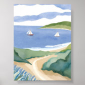 Narragansett Bay | Sailboat Coastal RI Watercolor Poster (Voorkant)