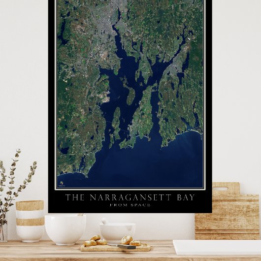 Narragansett Bay Satellite Poster Map (Keuken)