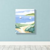 Narragansett Bay | Zeilboot Kust RI Aquarel Canvas Afdruk (Insitu (Houten vloer))