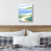 Narragansett Bay | Zeilboot Kust RI Aquarel Canvas Afdruk (Insitu (Slaapkamer))