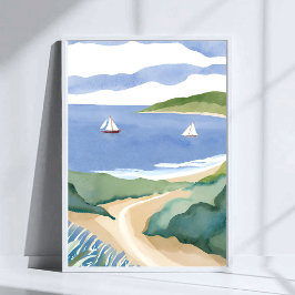 Narragansett Bay | Zeilboot Kust RI Aquarel Poster