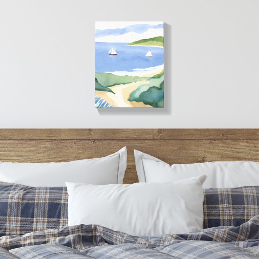Narragansett Bay | Zeilboot Kust RI Waterverf Canvas Afdruk (Insitu (Slaapkamer))