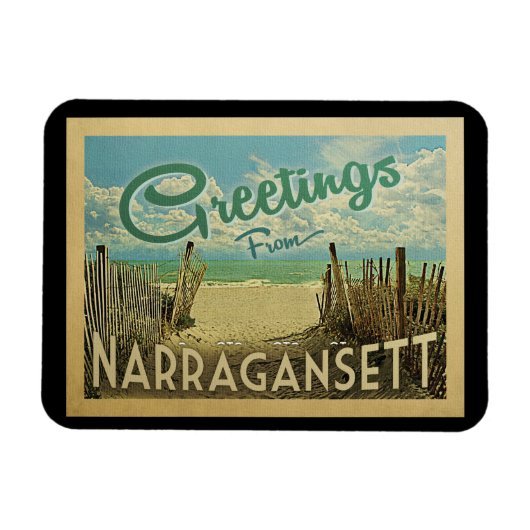 Narragansett Beach Vintage Travel Magneet (Horizontaal)