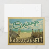 Narragansett Briefkaart Beach Vintage Travel (Voorkant / Achterkant)