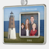 Narragansett Point Judith Lighthouse Verzilverd Omlijst Ornament (Links)