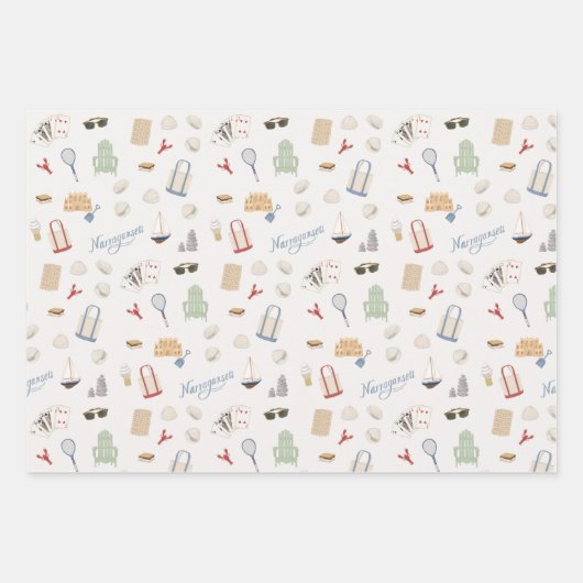 Narragansett Rhode Island Beach Gezinsvakantie Inpakpapier Vel (Voorkant 3)