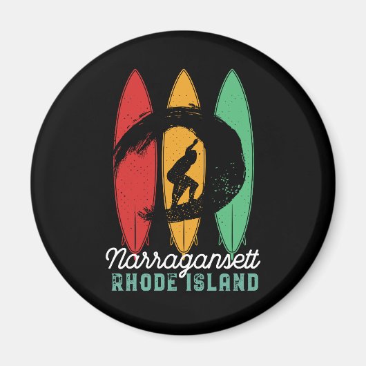 Narragansett Rhode Island Beach Retro Surfing Magneet (Voorkant)