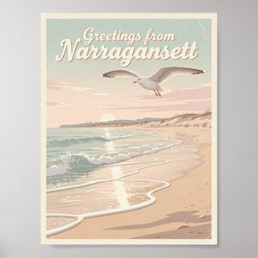 Narragansett, Rhode Island – Coastal Waves Poster (Voorkant)