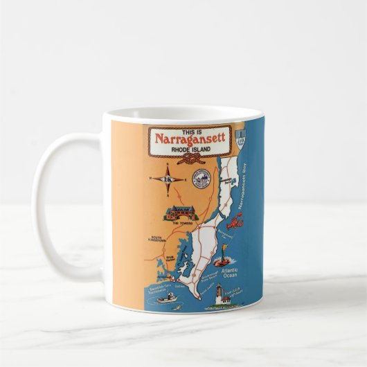 Narragansett Rhode Island Kaart Koffiemok (Links)