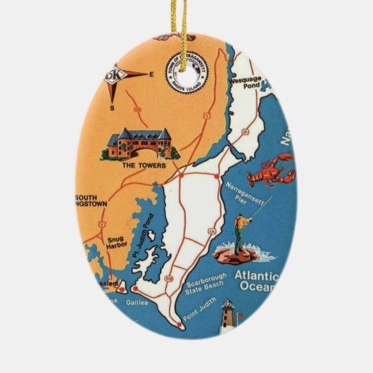 Narragansett Rhode Island Keramisch Ornament (Achterkant)