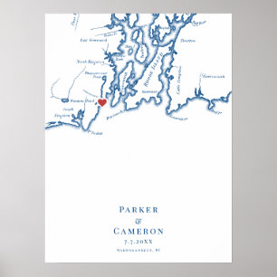 Narragansett RI Bruiloft Elegant Gastenboek Poster