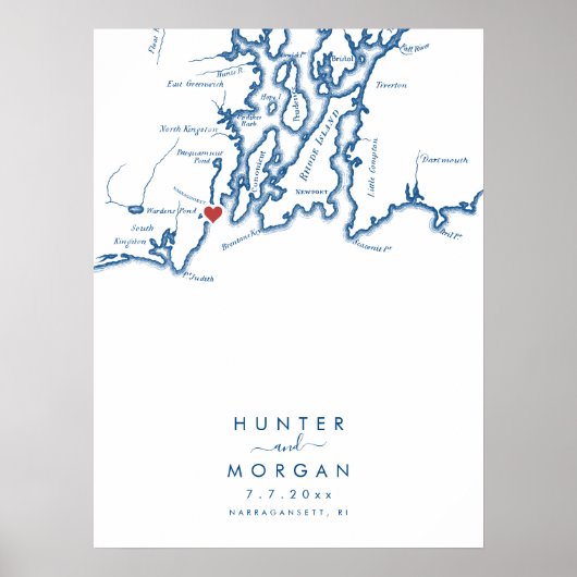 Narragansett RI Bruiloft Modern Gastenboek Poster (Voorkant)