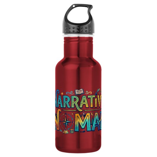 Narrative Nomad – Verhalen Reis Grafisch Waterfles (Voorkant)