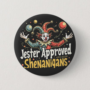 Narren goedgekeurde Schelmenstreken Circus Clown Ronde Button 5,7 Cm