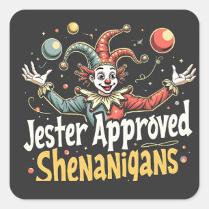 Narren goedgekeurde Schelmenstreken Circus Clown  Vierkante Sticker