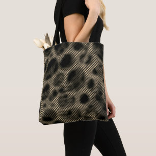 Narrow beige strepen en vreemde donkere cirkels tote bag