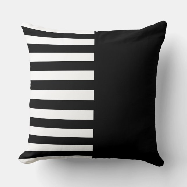 Narrow Black and White Stripes Pattern Throw Pillo Kussen (Voorkant)