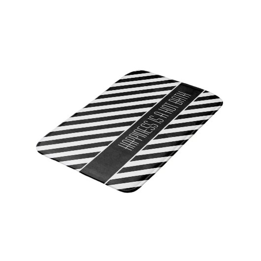 Narrow Black en White Stripes Pattern Badmat (Gekanteld)