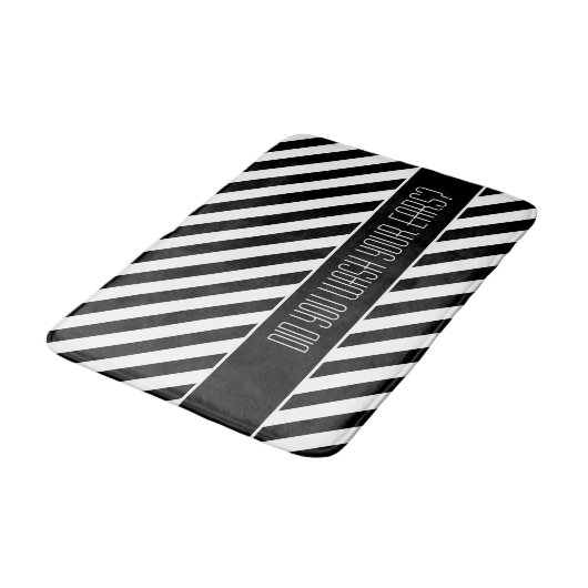 Narrow Black en White Stripes Pattern Badmat (Gekanteld)