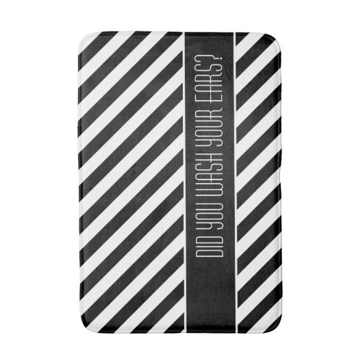 Narrow Black en White Stripes Pattern Badmat (Voorkant Verticaal)