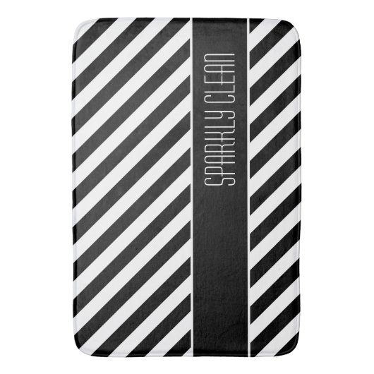 Narrow Black en White Stripes Pattern Badmat (Voorkant Verticaal)