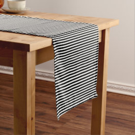 Narrow Black en White Stripes Pattern Korte Tafelloper