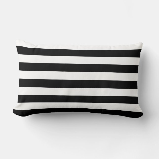 Narrow Black en White Stripes Pattern Kussen (Voorkant)