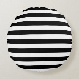 Narrow Black en White Stripes Pattern Rond Kussen