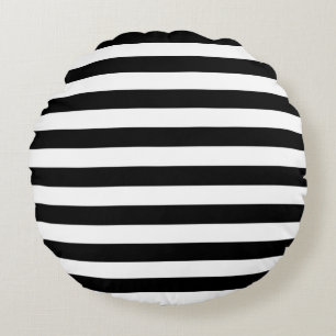 Narrow Black en White Stripes Pattern Rond Kussen
