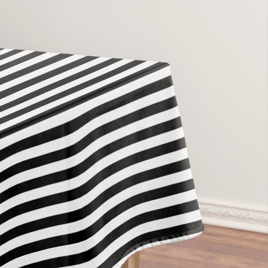 Narrow Black en White Stripes Pattern Tafelkleed (Voorbeeld)