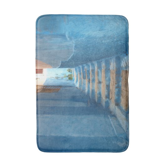 Narrow Blue Stairway in Marokko Badmat (Voorkant Verticaal)